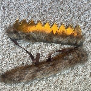 Where the Wild Things Are- Costime Gold and Brown Faux Fur Crown & Tail
